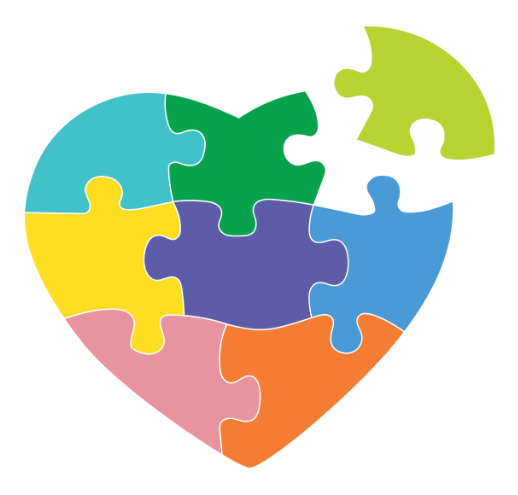 Puzzle pieces making a heart